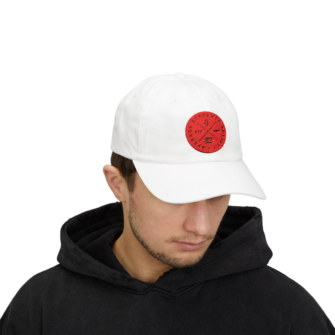 Average Streamer Society Heritage Red Emblem Classic Dad Cap - Casual Style for Everyday Adventures