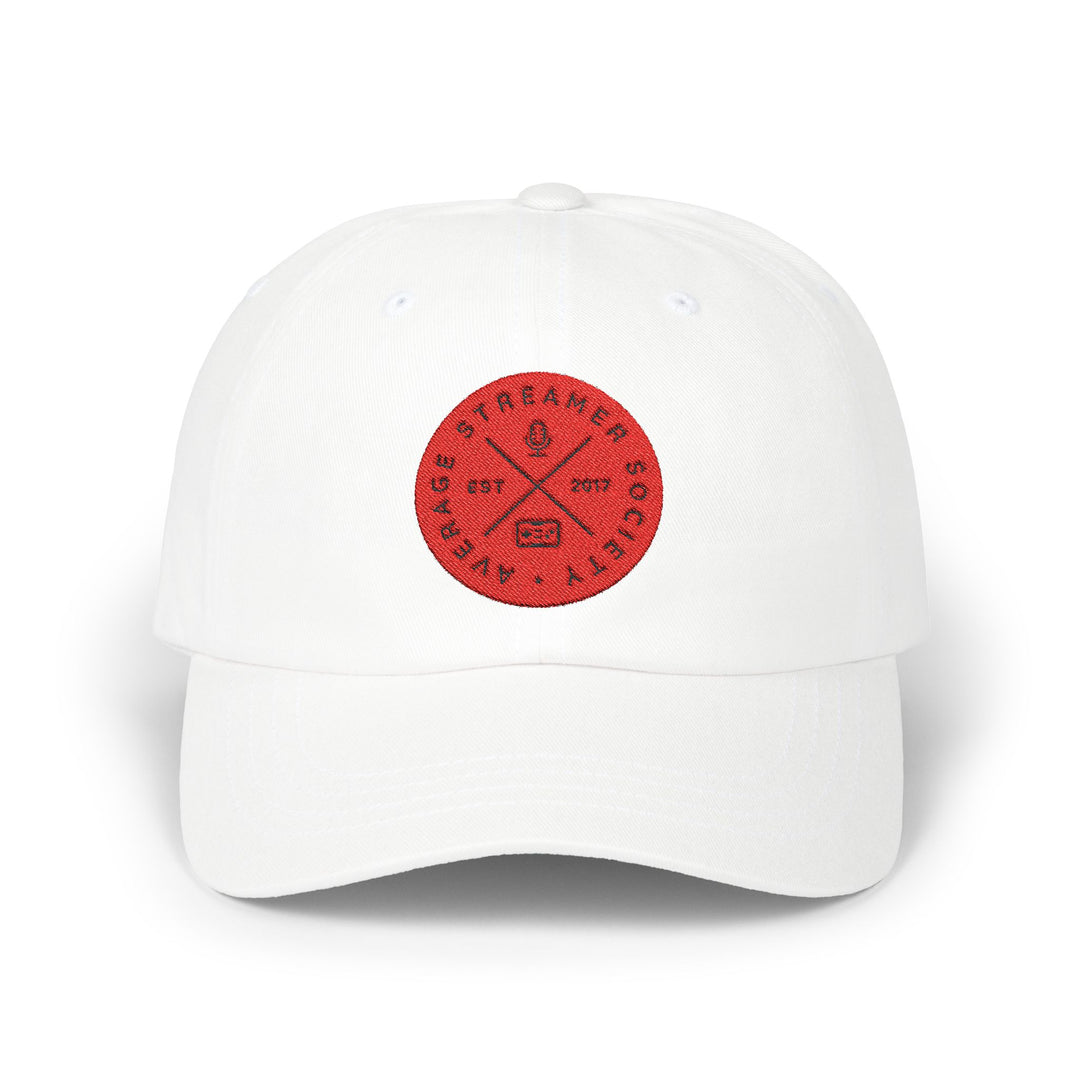 Average Streamer Society Heritage Red Emblem Classic Dad Cap - Casual Style for Everyday Adventures