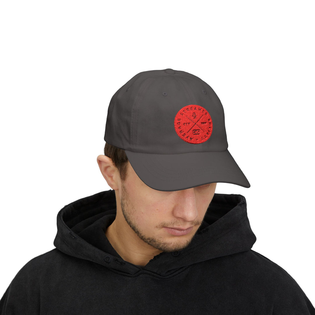 Average Streamer Society Heritage Red Emblem Classic Dad Cap - Casual Style for Everyday Adventures