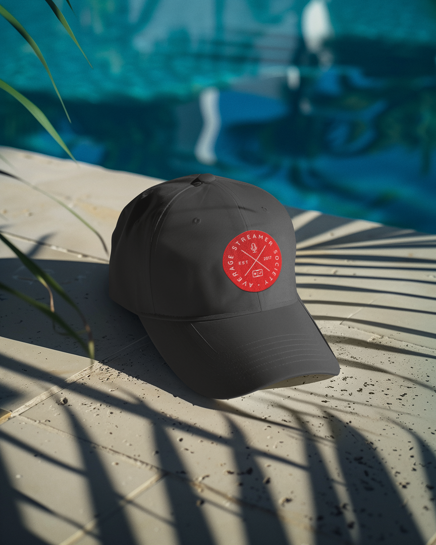 Average Streamer Society Heritage Red Emblem Classic Dad Cap - Casual Style for Everyday Adventures